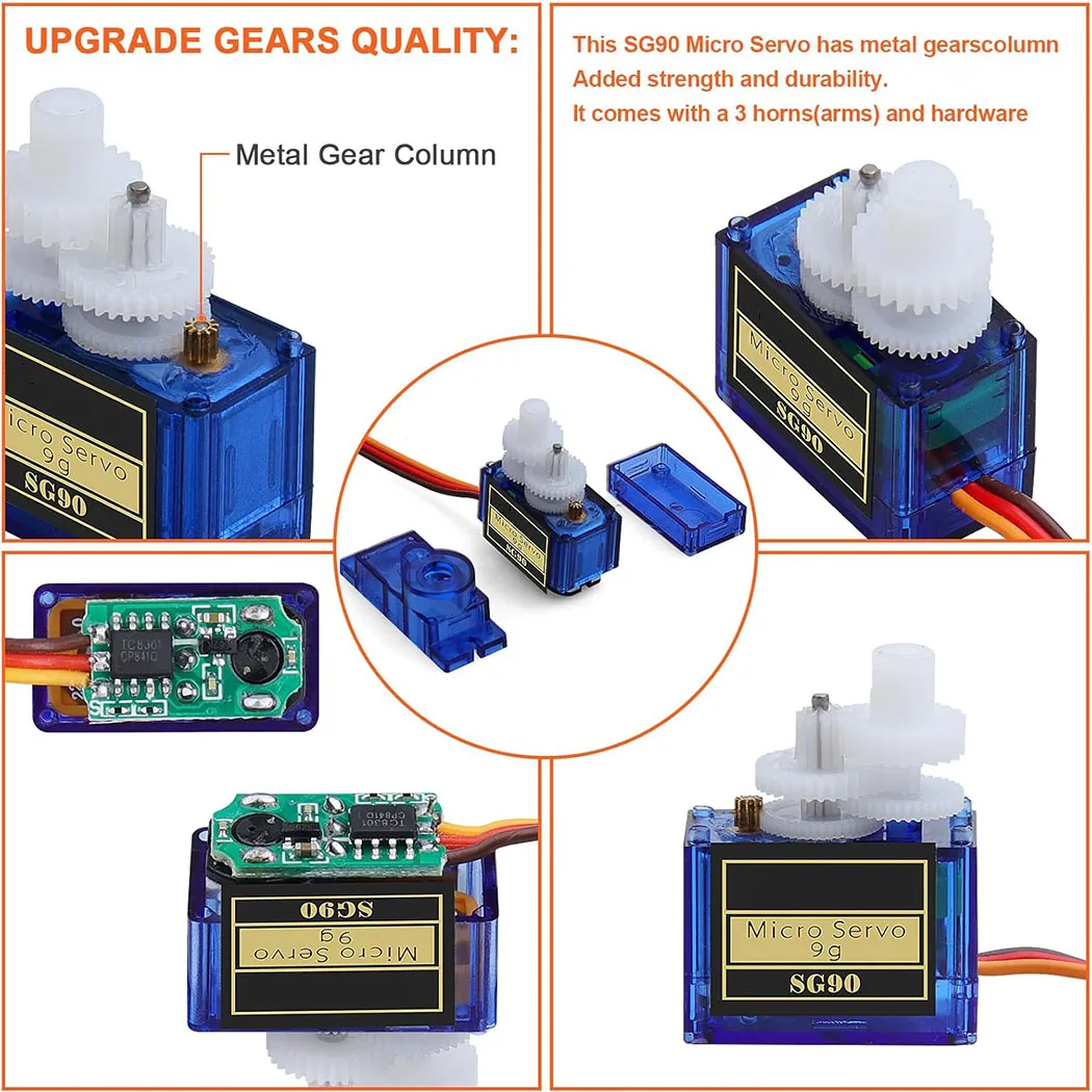 2/5/10pcs Sg90 Servo Motor Micro 9g 180 360 Degree Mount Sg90 Kit Without Metal Gear Pro Rc Car Toy Airplane Arduino Uno Diy image 5