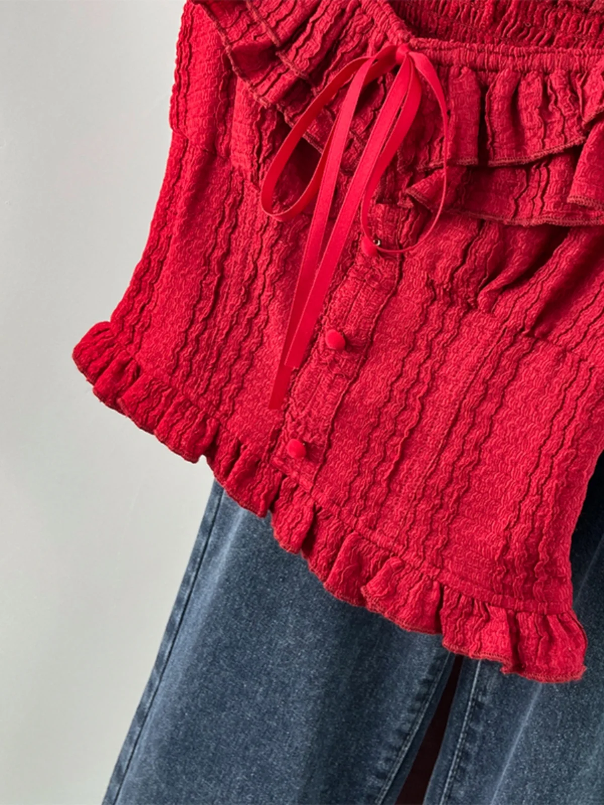 Sweet Sle Gilet con cinturino in pizzo rosso con nodo Slim Fit Svel Summer New Sle INZEVUKA Top casual Faion da donna