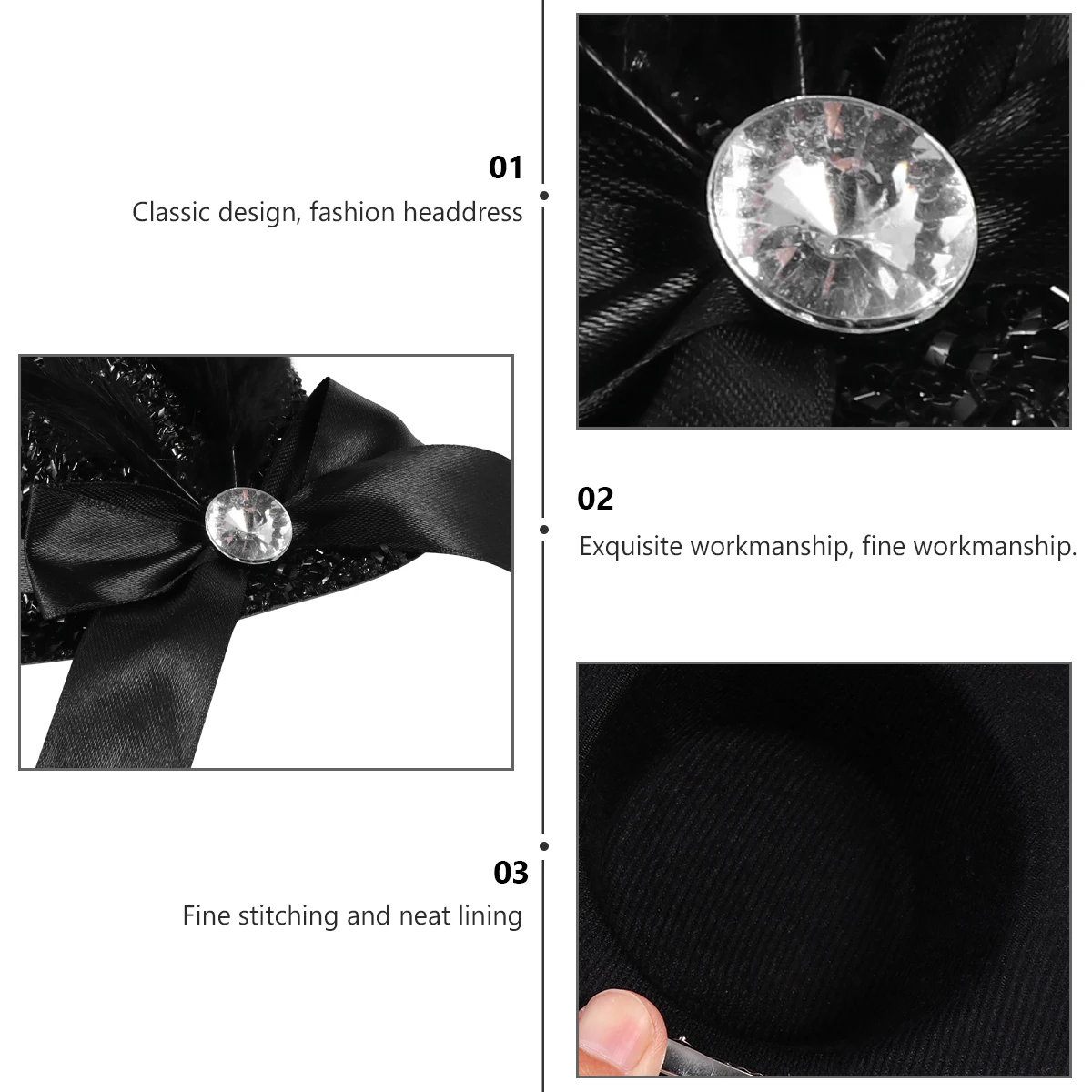 

2pcs Black Billycock Hairpin Durable Snap Clip For Women Girls Versatile Hat Barrettes Fashionable Hair Clips Any Event