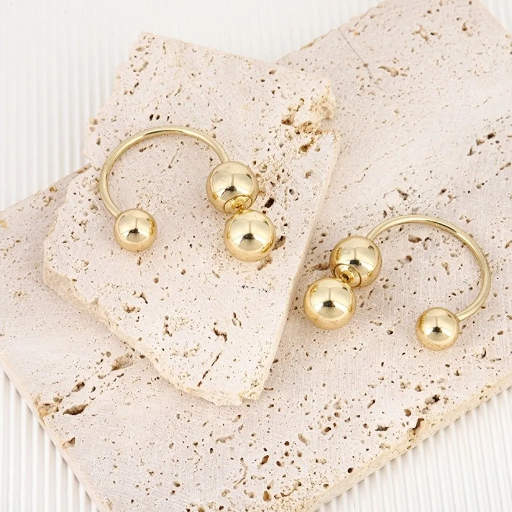 Trend Irregular Front Back Earrings Texture Geometric Round Bead Earrings Semi-circular Ear Ornaments Handmade Jewelry