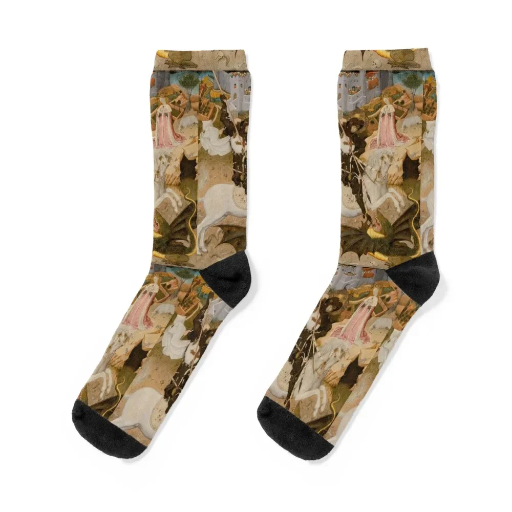 

Saint George and the Dragon Socks hiking happy christmas gift christmas stocking Ladies Socks Men's