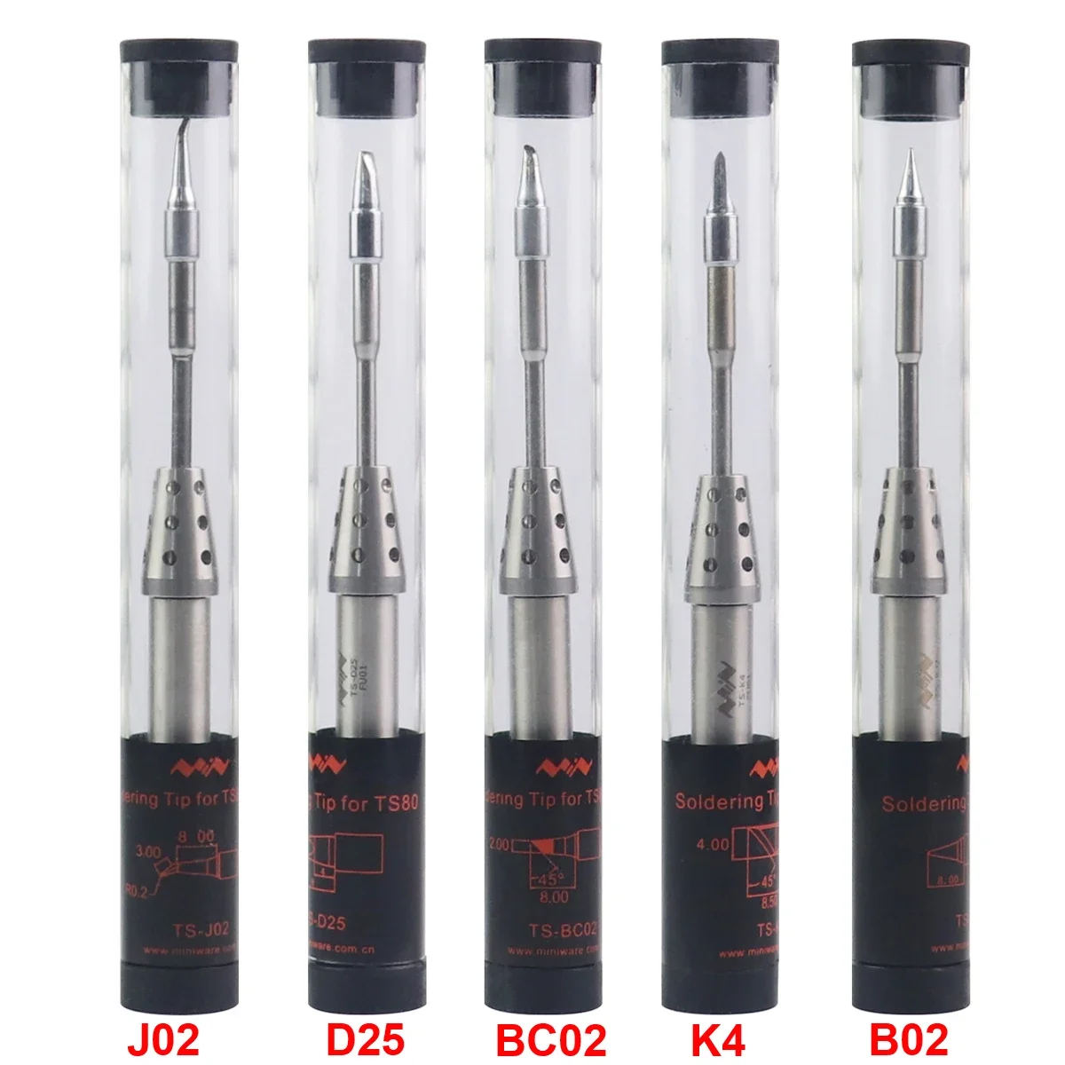

Miniware Original TS-B02 J02 D25 BC02 K4 Replacement Solder Iron Tip Bit Head For TS80 TS80P TS1C Mini Soldering Iron