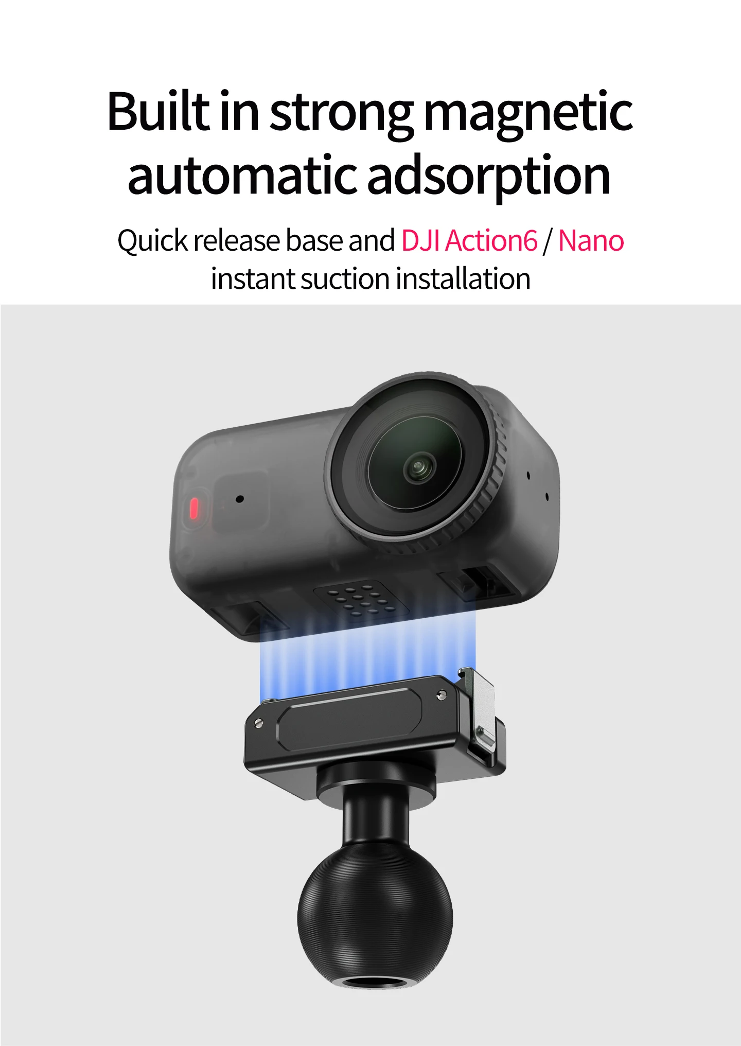 Magnetische Schnellverschluss-Klapphalterung mit zwei Klauen/1-Zoll-Kugelkopfadapterhalterung für DJI Osmo Action 6/Osmo Nano Kamera-Zubehör – Detail 21