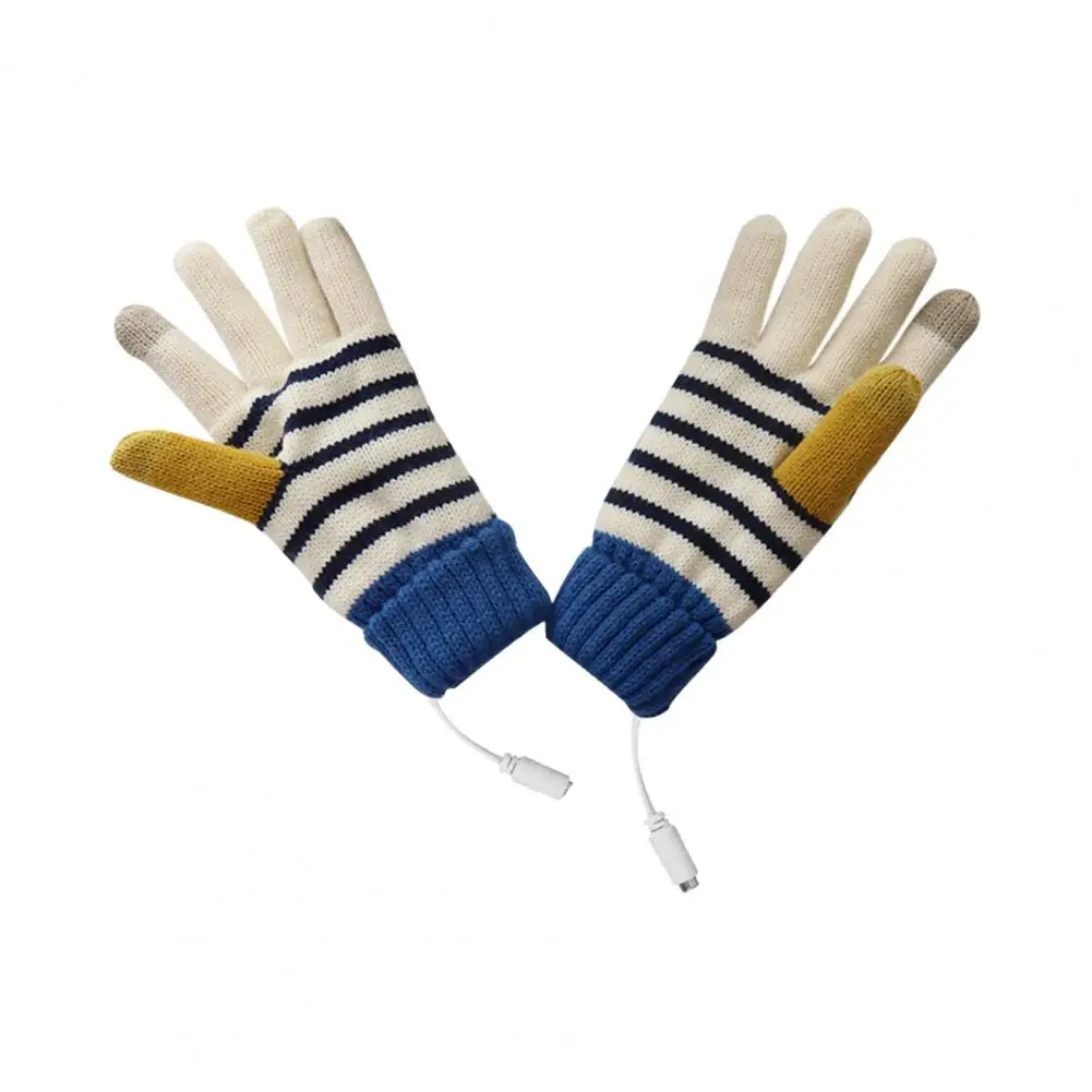 Guantes eléctricos calefactados, 1 par, útiles, a rayas, felpa de punto, para ciclismo, ropa deportiva