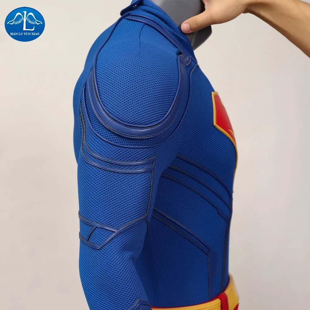 

New Zentai Superhero Legacy Clark Kent Cosplay Costume Adult Man Blue Bodysuit Outfit Jumpsuit Carnival Halloween Red Cloak