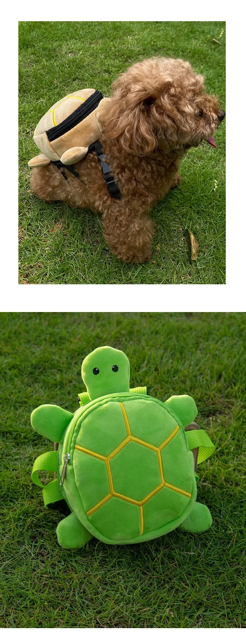 1 x süßer Haustier-Rucksack mit Schildkrötenmotiv, verstellbares Brustgeschirr mit Leinenhalter für kleine und mittelgroße Hunde, Katzen, zur Aufbewahrung von Leckerlis für Spaziergänge im Freien – Detail 10