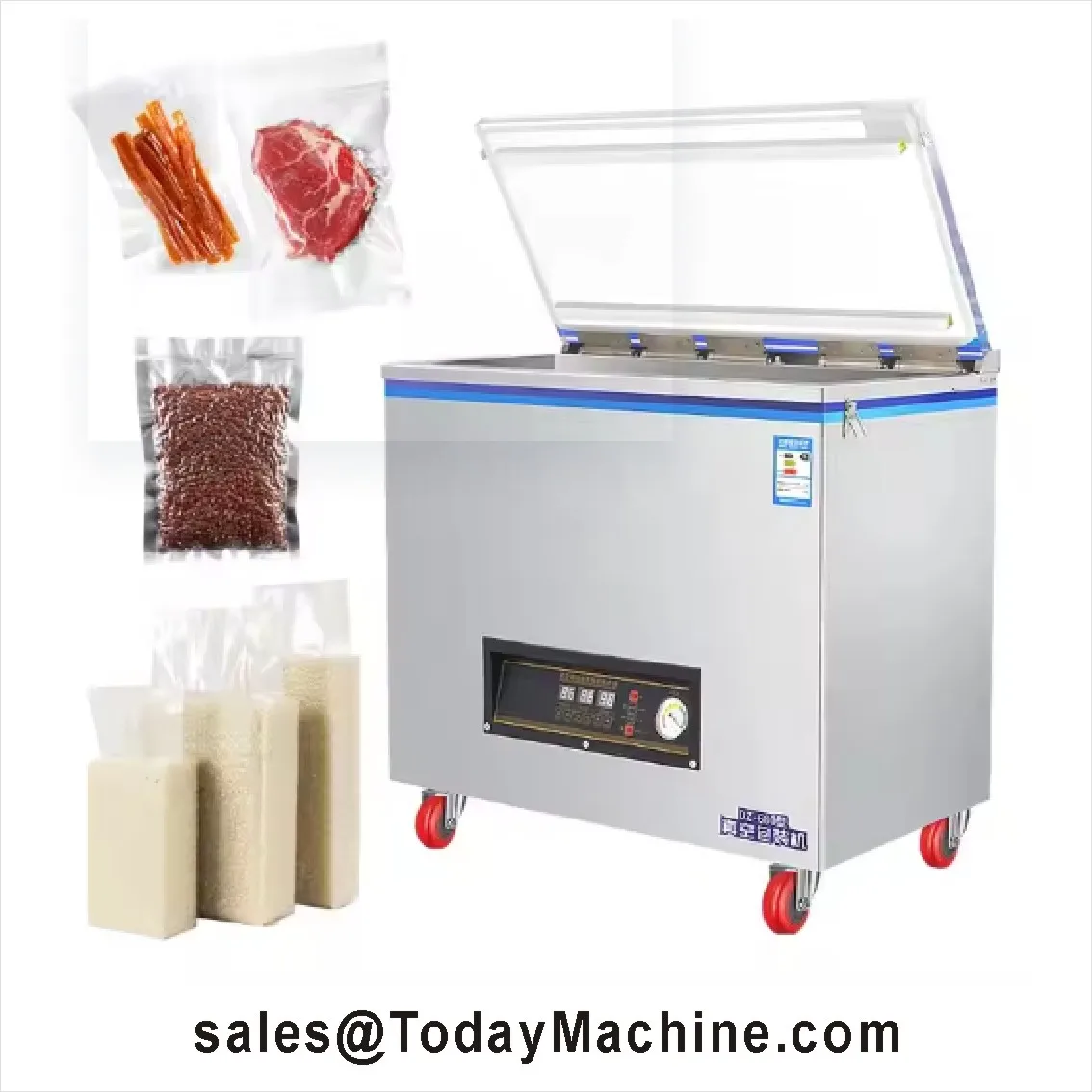 Single Chamber Fruit Meat Vacuum Sealer Fully Automatic Vacuum Sealing Packing Machine for Liquid-Rich Wet Foods