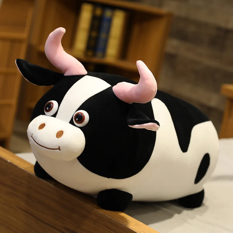 Cute Black and White Cow Plush Toys Cartoon Flower Cow Stuffed Toy Baby Sleeping Appease Pillow Sofa Pillow Cushion Xmas Gifts