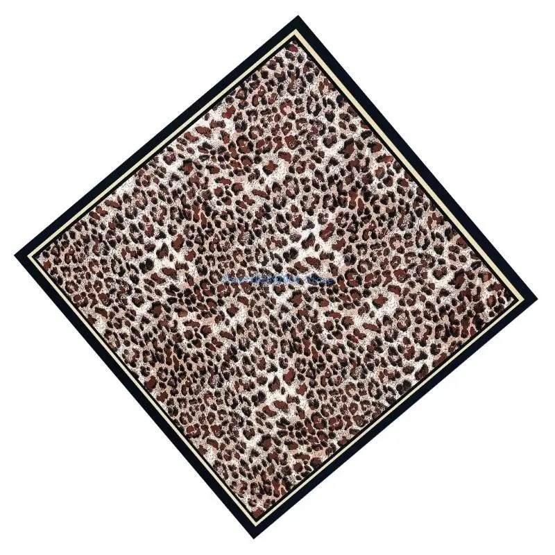 

N7YF Modern Leopard Pattern Scarf Decorative Headscarf Square Neckerchief Must Have