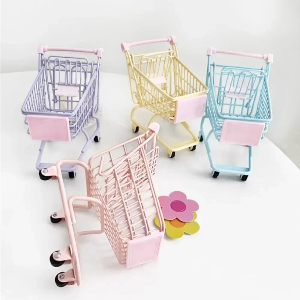 Mini Shopping Kids Craft Toy Shopping Utility Cart Storage Toy Holder Gifts for Children Cart Simulation Supermarket Handcart