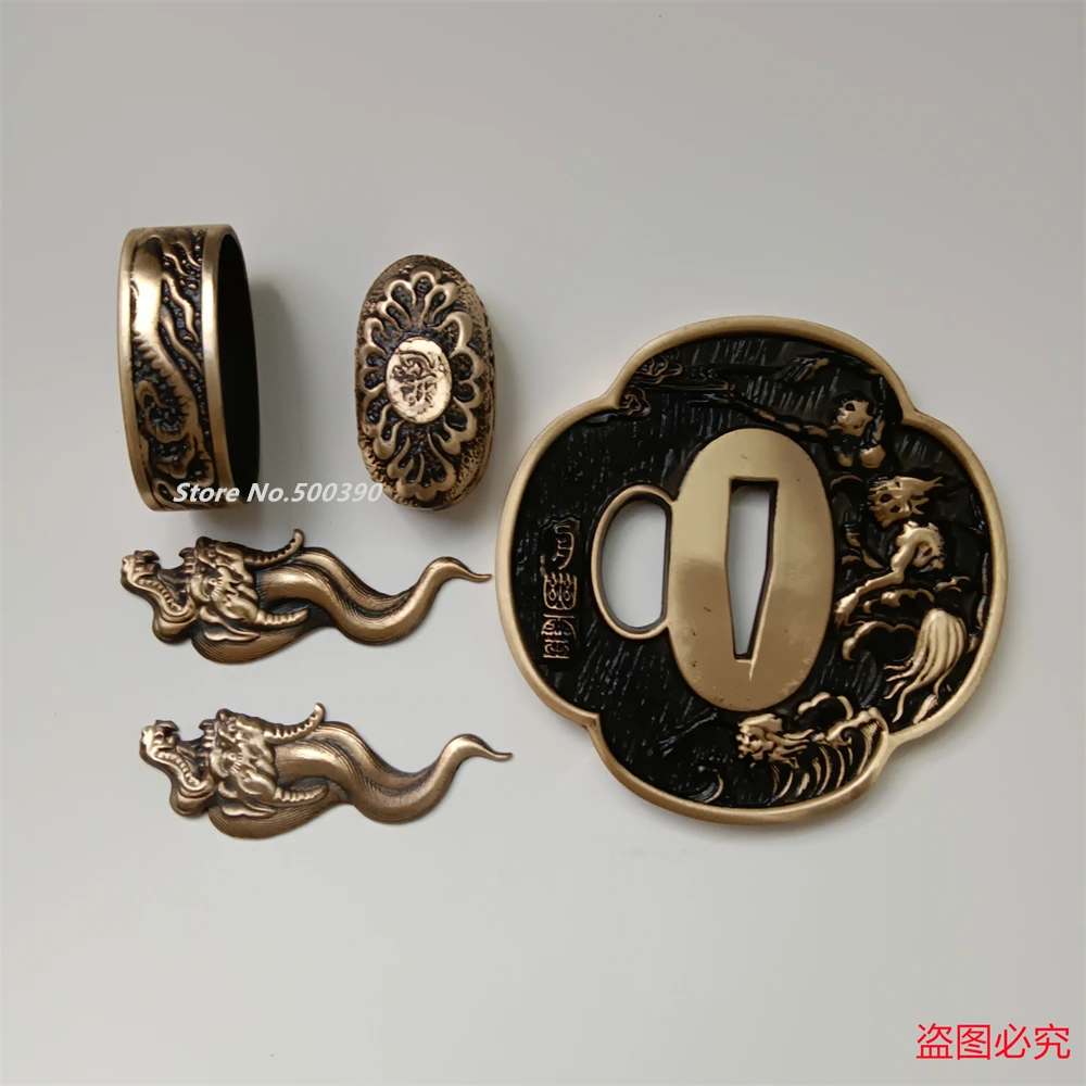 Set High Quality Copper Brass Tsuba Guard Menuki Fuchi Kashira Accessories F Japanese Sword Samurai Katana Wakizashi Parts Nice