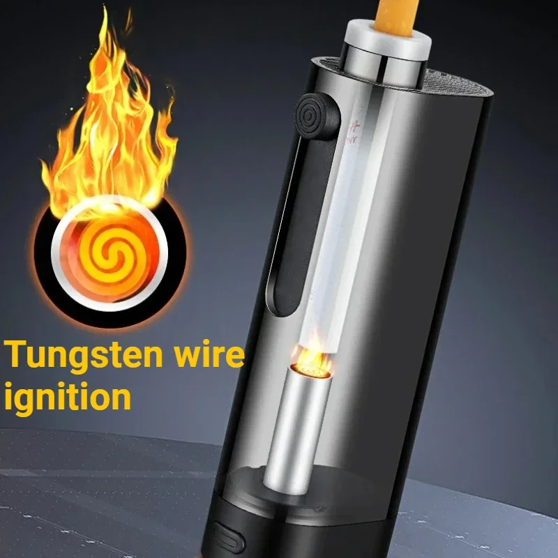 Portable Car Ashtray One Key Tungsten Wire Ignition USB Lighter Outdoor Smoking Cannot Drop Ash Electric Lighters Smoking Gifts