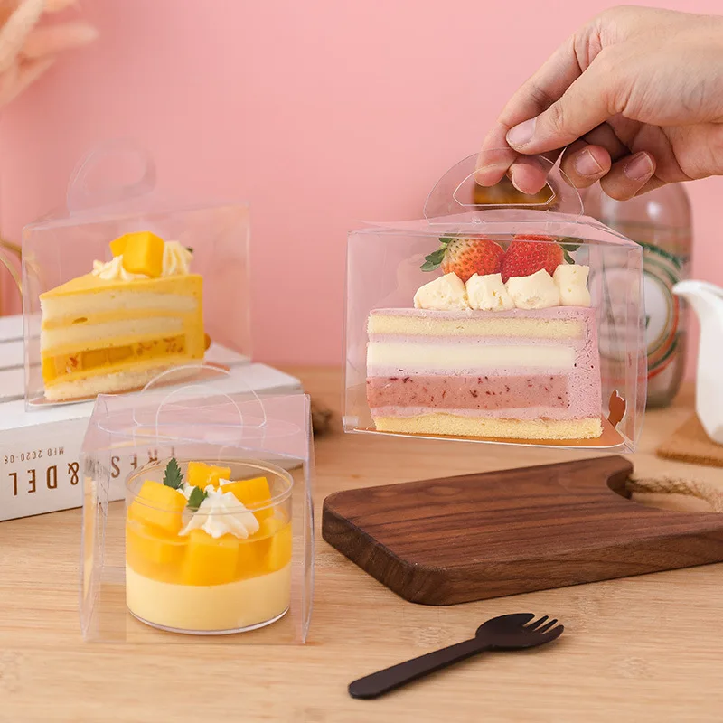 

Handheld Convenient Triangular Cake Box Clear Portable Packing Box Thousand Layer Sliced Cake Boxes 6-inch Mousse Package Box