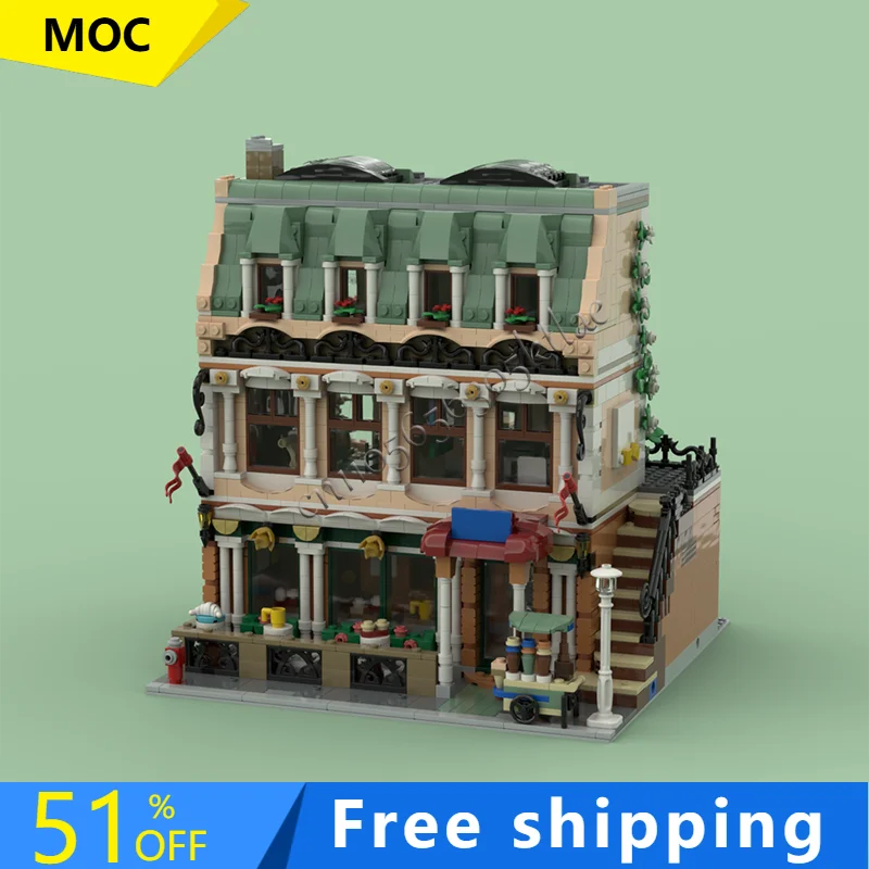 

2693 PCS MOC City Street Views Modular Art Cafe Building Blocks Diy Educational Assembly For Children Toy Popular Halloween Gift