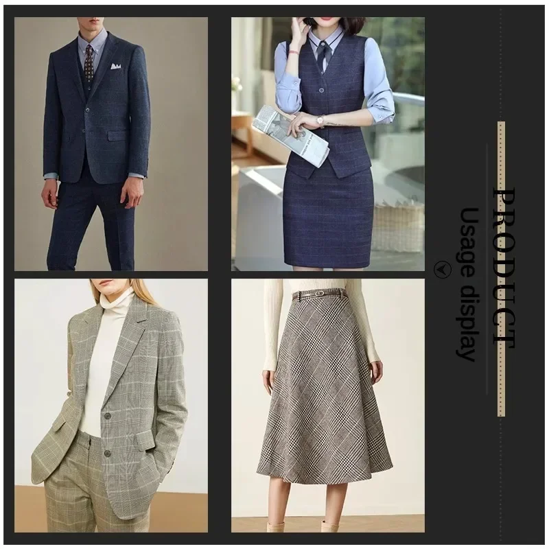 منقوشة البدلة النسيج بالمتر للمعاطف السراويل تنورة فساتين سترة Diy بها بنفسك الخياطة النمط البريطاني القماش المضادة للتجاعيد مريحة الأزرق