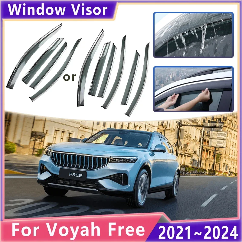 

Car Side Deflectors Rain Visor For Voyah Free 2021 2022 2023 2024 Electroplating Window Awnings Bright Strips Auto Accessories