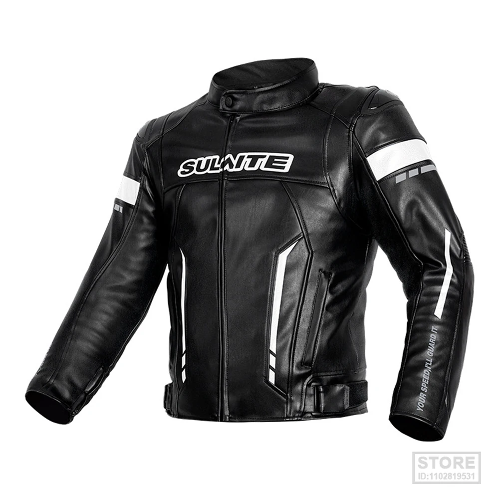 PU Leather Motorcycle Jacket Men Motocross  Moto Riding Racing  With Removeable Linner For 4 Season S-4XL