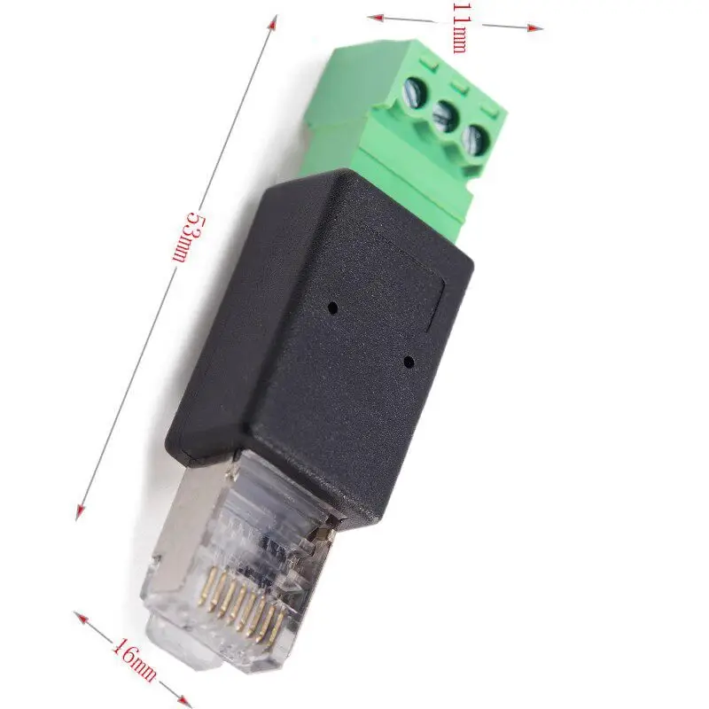 RJ45 Crystal Head to 3Pin Green Terminal Cable RJ45 to RS485 Conversion Adapter