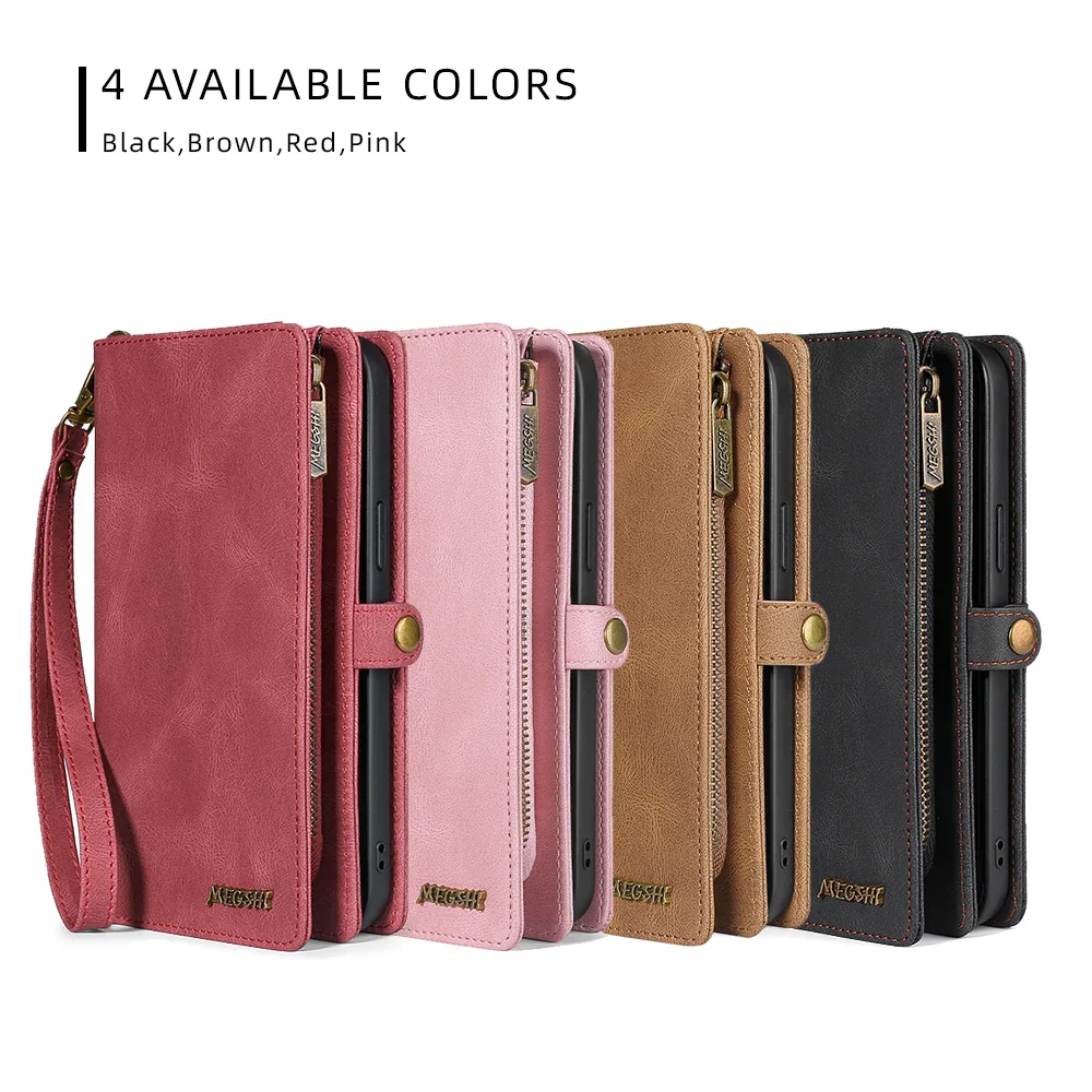 Wallet PU Leather Phone Case Cover For iPhone 16 15 Pro Max iPhone 16 15 Plus with Card Slots Zipper Wallet Design Phone Cover