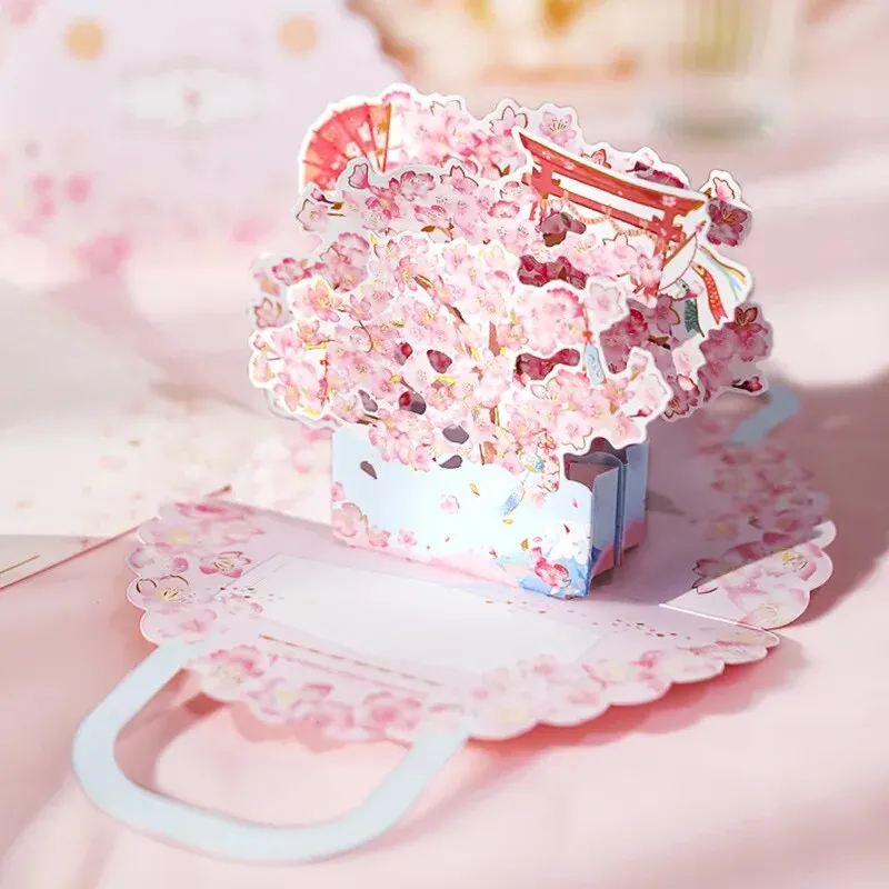 1pcs 3D Bouquet Card Blessing Card Gift for Mothers Day Mom Wife Teacher\'s Day Pop Up Flower Greeting All Occasions