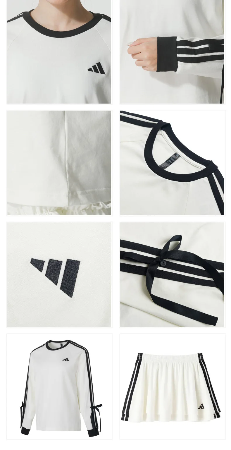 Adidas Damen Zweiteiler-Set, Kurzarm-Slim-Top und Hochtaillierter A-Linien-Rock, Elegantes Einfarbiges Outfit – Detail 5