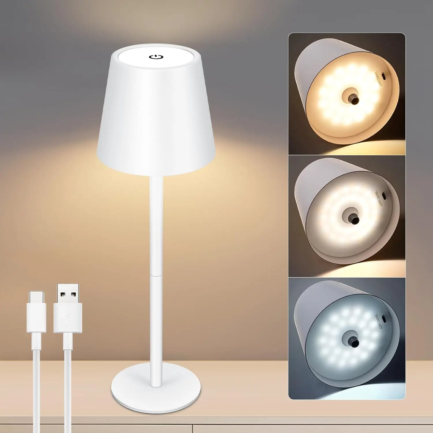 

Перезаряжаемая светодиодная настольная лампа с сенсорным управлением, 3 цвета, регулируемая яркость, для спальни, гостиной, бара, вечеринок, домашнего декора