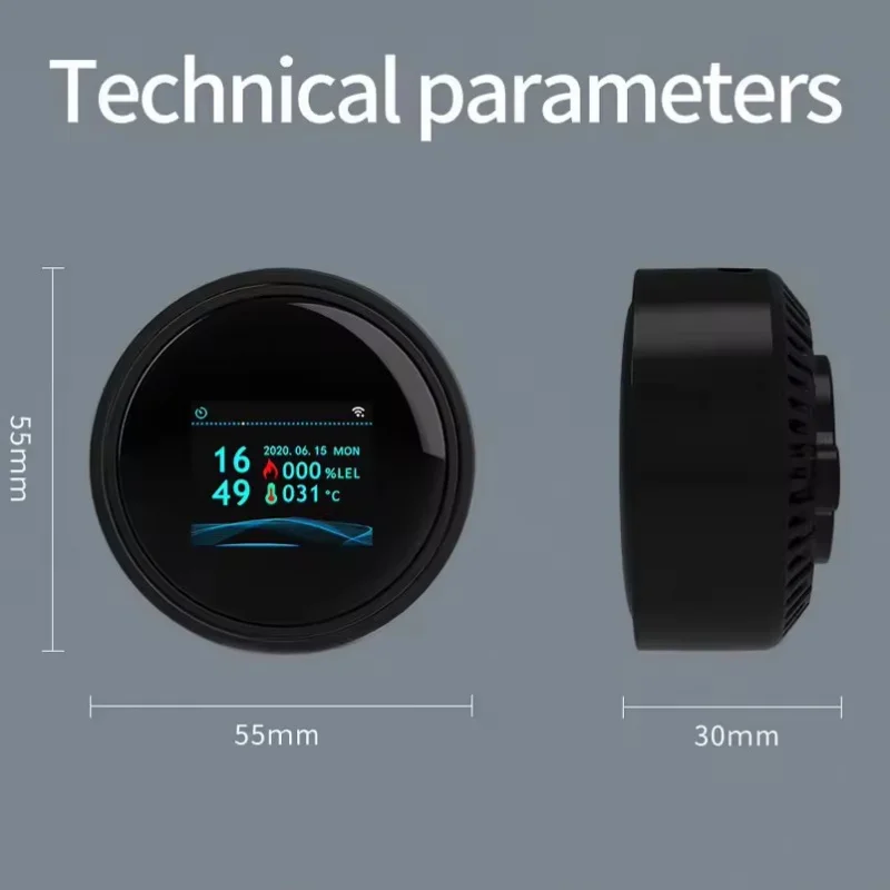 Wifi Natural Gas Sensor Tuya Intelligent Alarm Home Kitchen Gas Leak Detector LCD Display