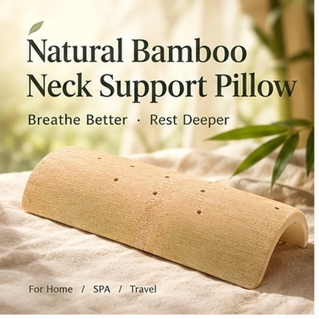 Handmade Bamboo Cervical Neck Support Pillow Breathable Neck Pillow Single Person Size for Spa