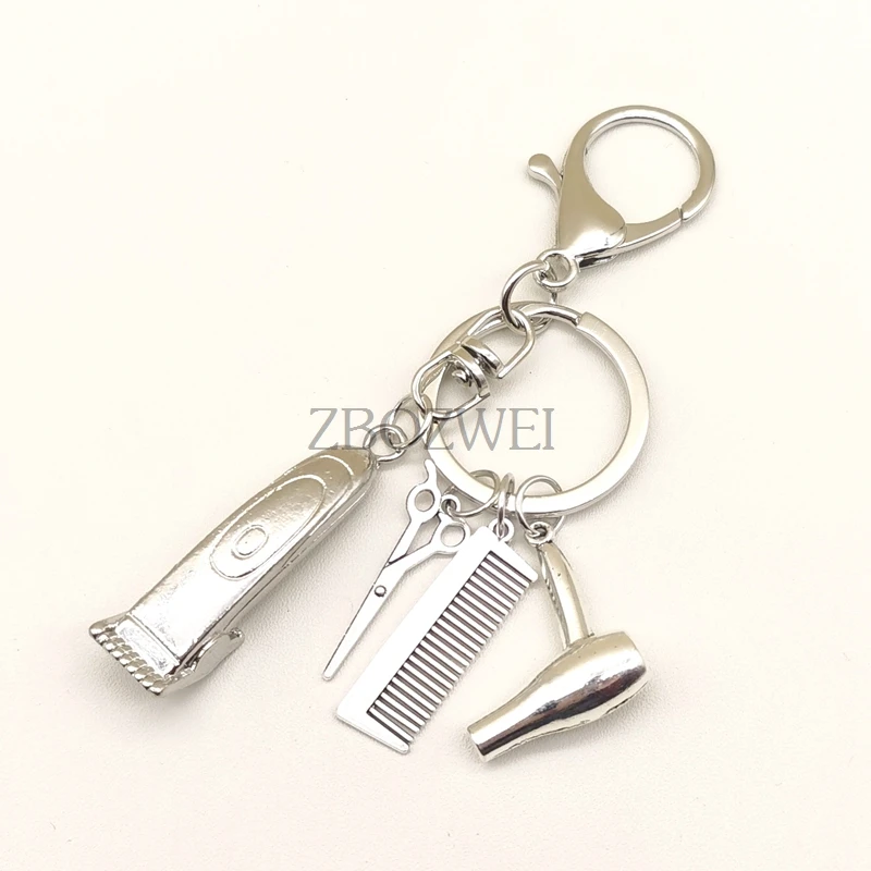 

Hair Stylist Electric Push Hair Scissors Hair Dryer Key Ring Hair Salon Barber Shop Logo Hair Barber Shop Keychain Jewelry Gift