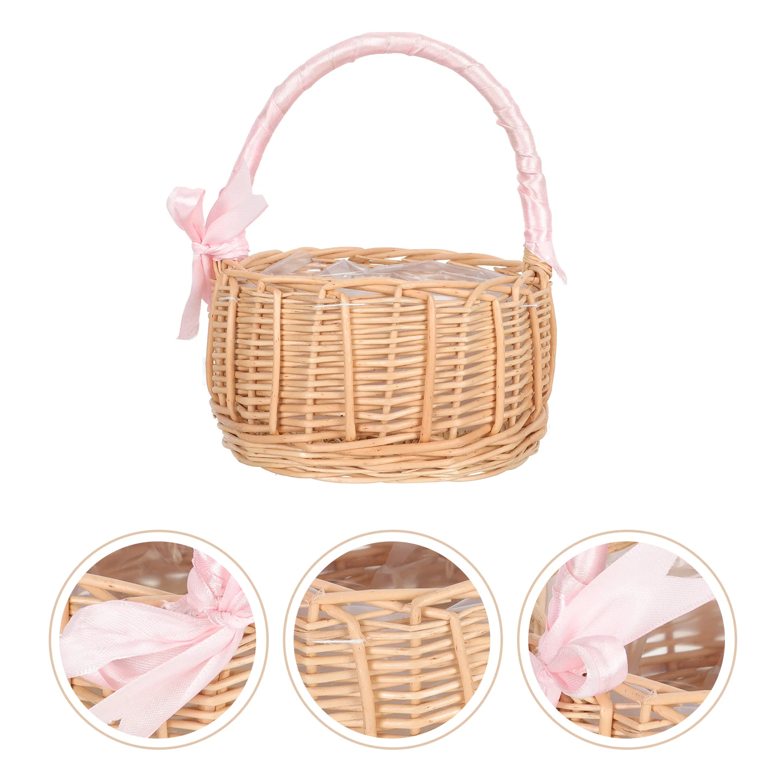 

Woven Hand Flower Basket Wedding Baskets for Gifts Arrangement Wooden Handheld Bridesmaid