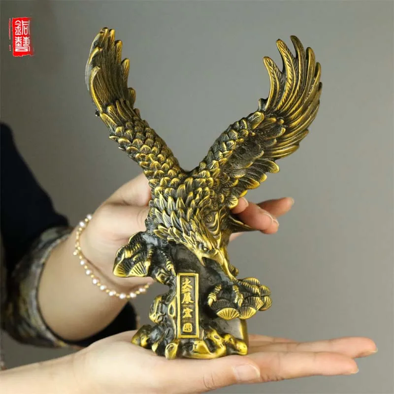 GOOD LUCK Auspicious ornament living room Company Decorative ART  ZHAO CAI Success Eagle BRONZE Statue DA ZHAN HONG TU work