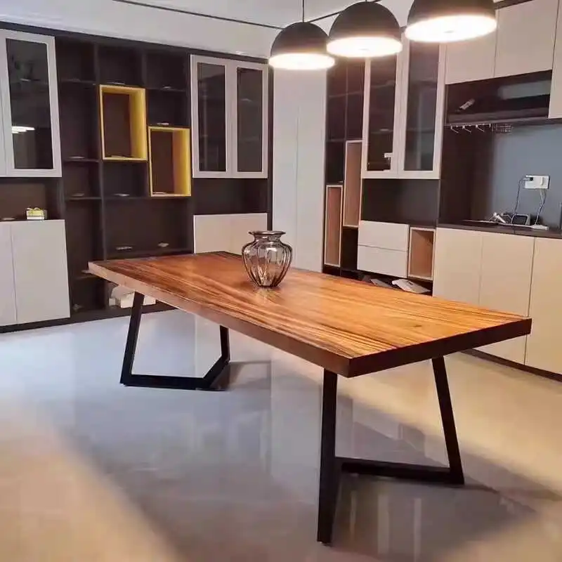 

！@Solid Wood Movable Conference Table Work Computer Meeting Desk Simple Modern Large Long Office Table