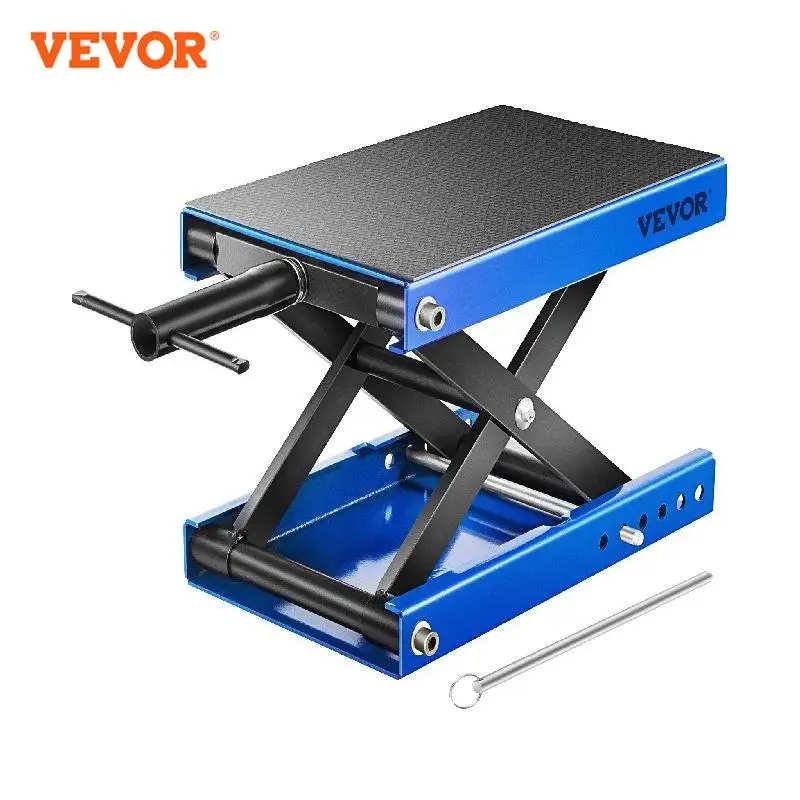 VEVOR 1100LBS Motorcycle Lift MotorBike Center Scissor Jack Stand Covered With Non-Skid Rubber Pad Adjust 190-330mm Height Tools