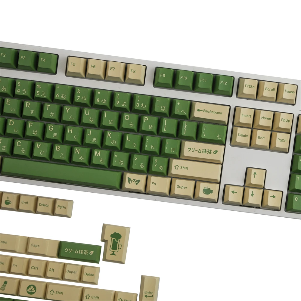 GBrosCream Matcha Keycaps, PBT, DYE- Sublimation, Aucun profil, Clavier mécanique, MX Gateron Kailh Switch, 140 prédire