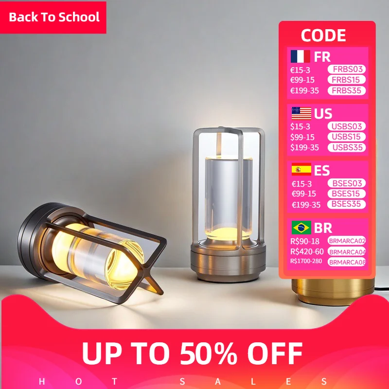 

LED Crystal Table Lamps Plastic Rechargeable Touch Night Lights Bedroom Bedside Table Lighting Restaurant Decorative Lamps