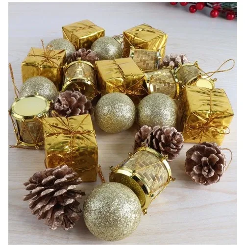 Beysüs Christmas Pine Tree Ornament 24 Pcs Gold 4 cm YB561-GLD