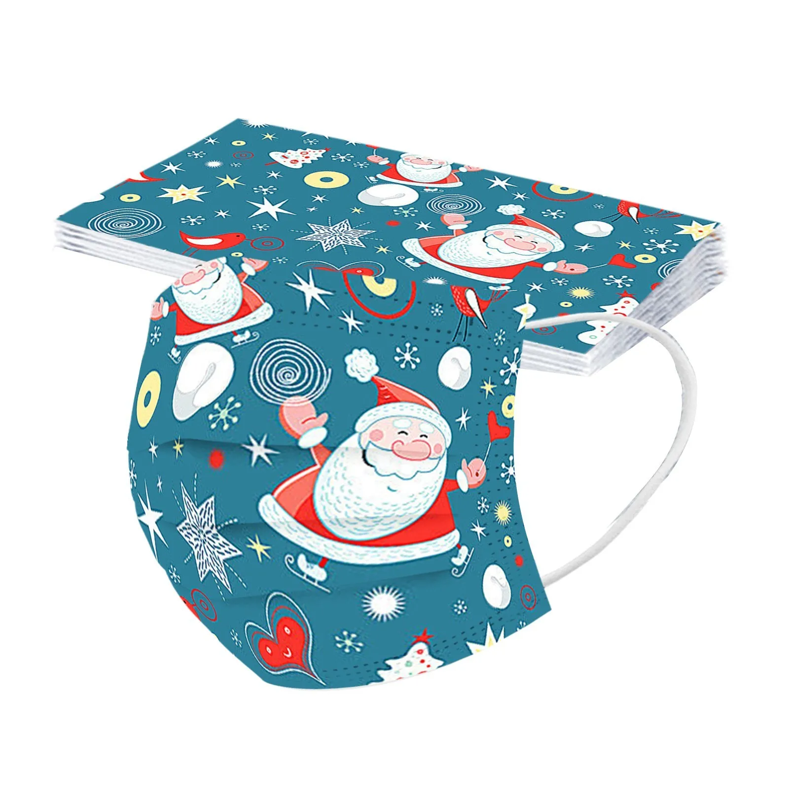 قناع طباعة عيد الميلاد للأطفال ، 3 طبقات ، مقاوم للغبار ، واقي للوجه ، خارجي ، صناعي ، للاستعمال مرة واحدة ، 10 #3