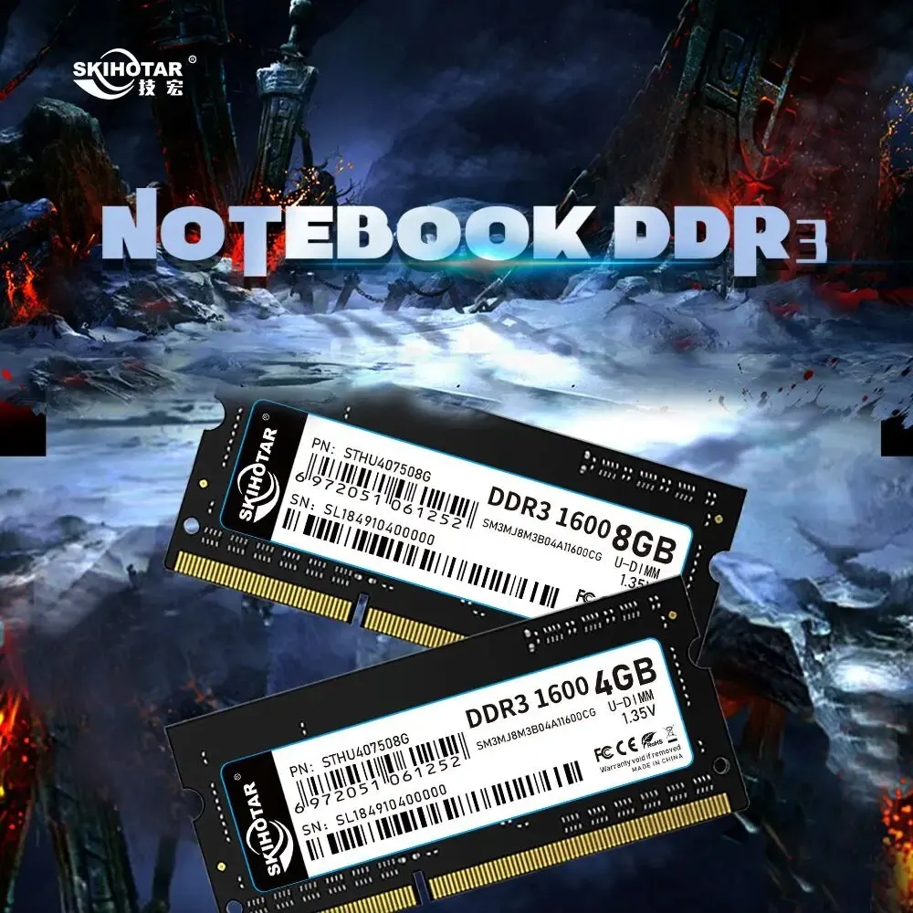 SKIHOTAR DDR3 SoDimm Ram Notebook Memory Module DDR3 4GB 8GB 1333MHZ 1600MHZ PC4 Memoria RAMS