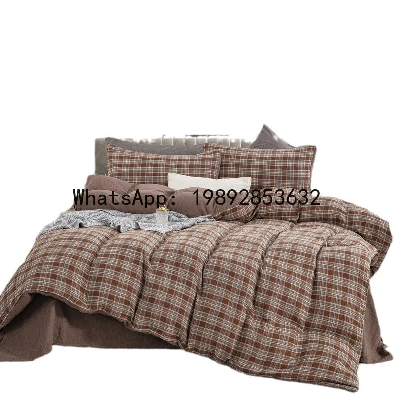 

PYJ pure cotton thickened double-layer yarn cotton autumn and winter skin-friendly Class A pure cotton gauze four-piece set