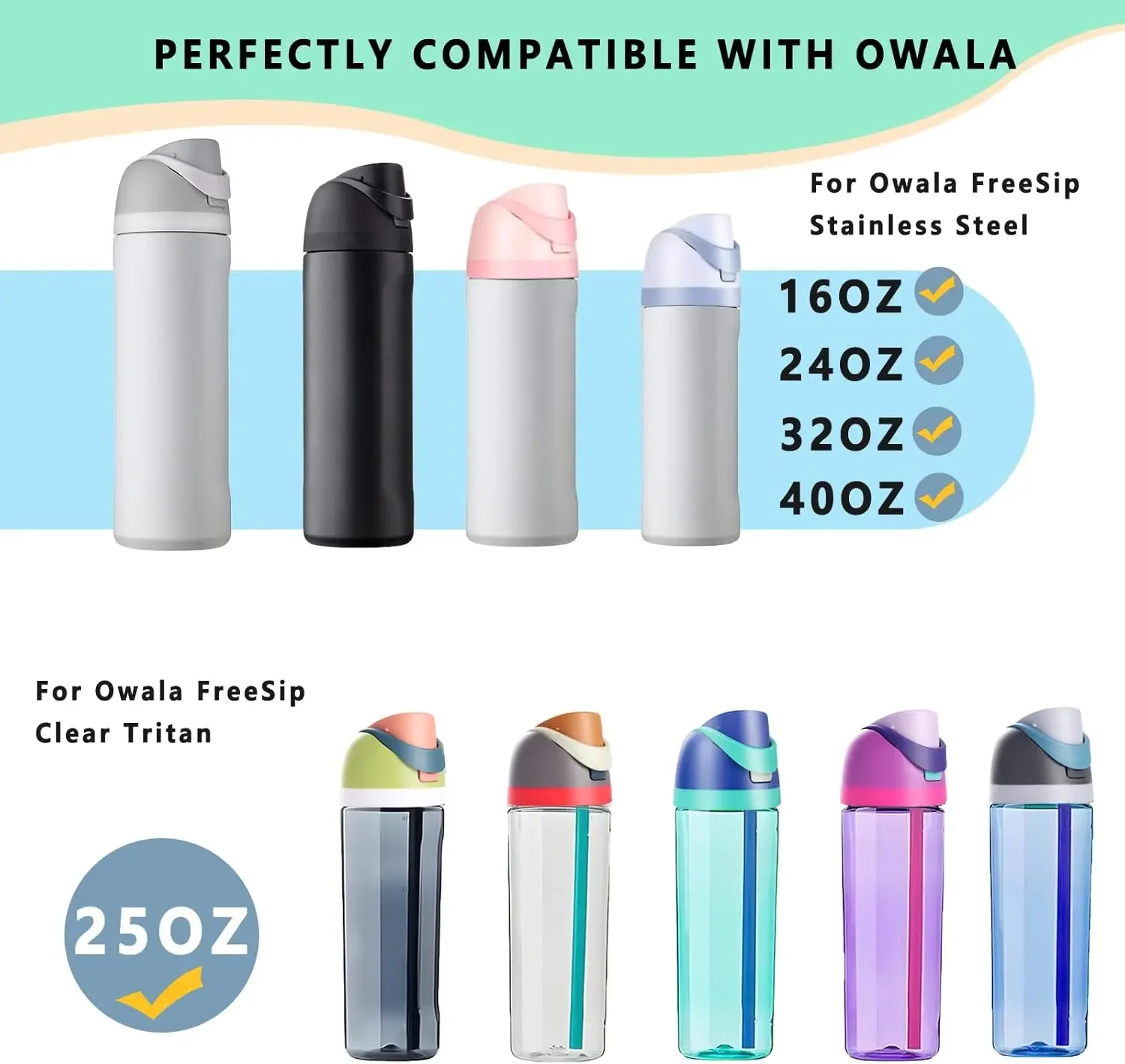 غطاء بديل لزجاجة مياه Owala Freesip المتوافقة مع غطاء غطاء Owala ملحقات ممتازة لزجاجات Owala 24oz 32oz 40oz