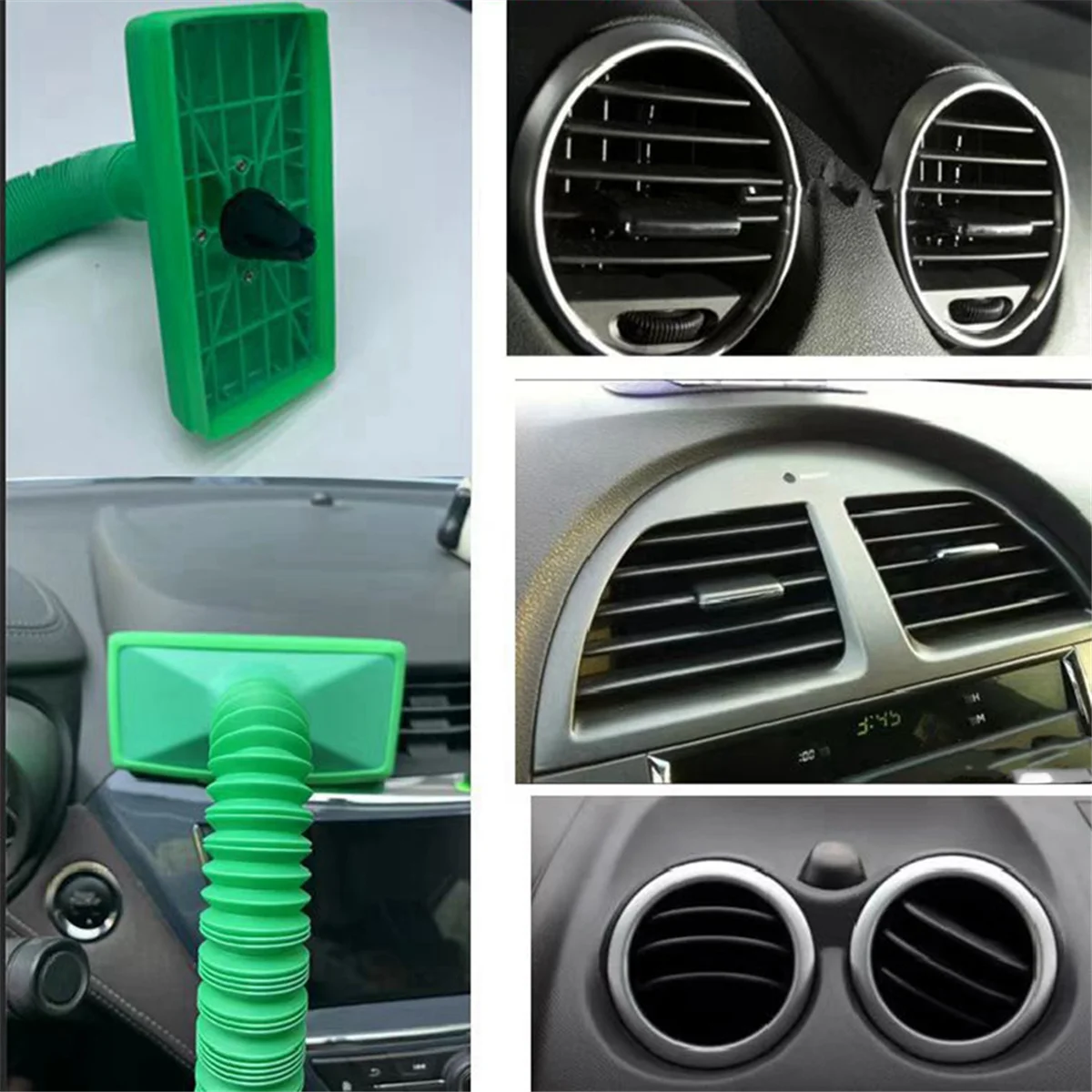 Universal Car Air Conditioning Vent Extension Hose Telescopic Auto Air Conditioner A/C Outlet Hose,White & Green