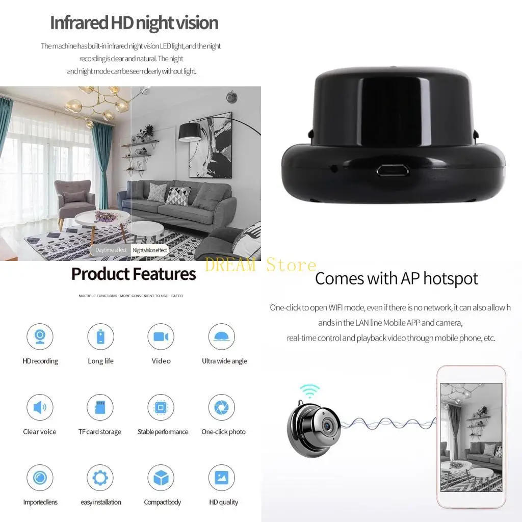 

Mini Camera with Phone APP Wifi Camera 1080P High Definition Night for Vision Wireless Small Camera for Home Security best sale