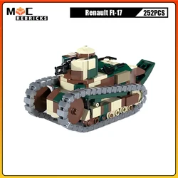 WW1 Military Light Tank Renault Ft-17 German Battle Armored Vehicle MOC Building Blocks  Model DIY Technology Kid's Bricks Toys