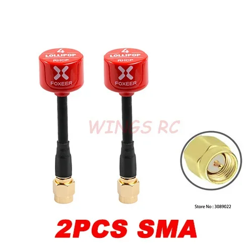 Foxeer-Antenne Lollipop 4 V4 FPV-Antenne 5,8 G 2,6 Dbi Stubby RHCP SMA RPSMA UFL Gerade/Winkel MMCX 7,2 g für FPV RC Racing Drone