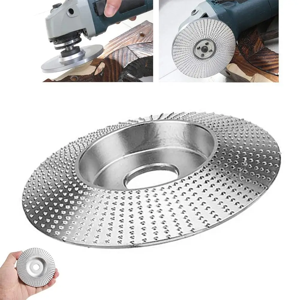 

4 Inch Wood Grinder Shaping Disc 5/8” Bore Tungsten Carbide Grinding Wheel Abrasive Disc Angle Carving Tool Flat