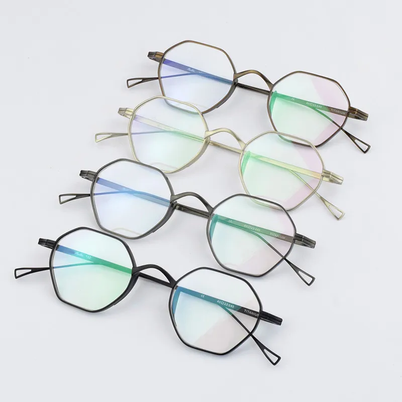 

2025 Luxury Brand Titanium Glasses Frame Men Hexagon Optical Myopia Prescription Eyeglasses Frame Women Ultralight Eyewear 152