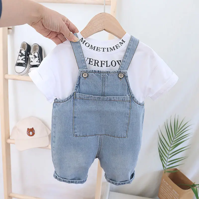 handsome Fashion baby boys Clothing sets Korean Version Little kids rompers overalls Clothes Suits