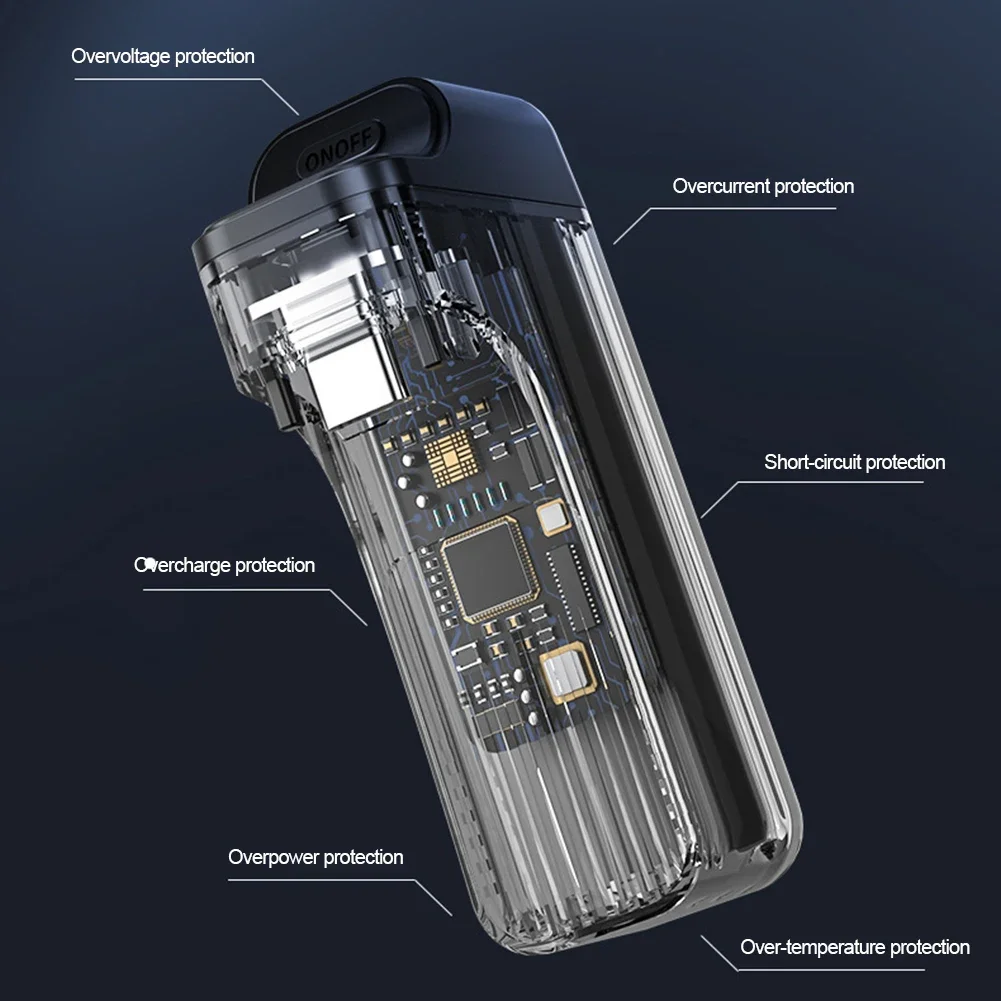 Akumulator zewnętrzny 3400 mAh z wyświetlaczem LED i klipsem na tył z kablem ładującym Zamiennik akumulatora do PS5 Edge