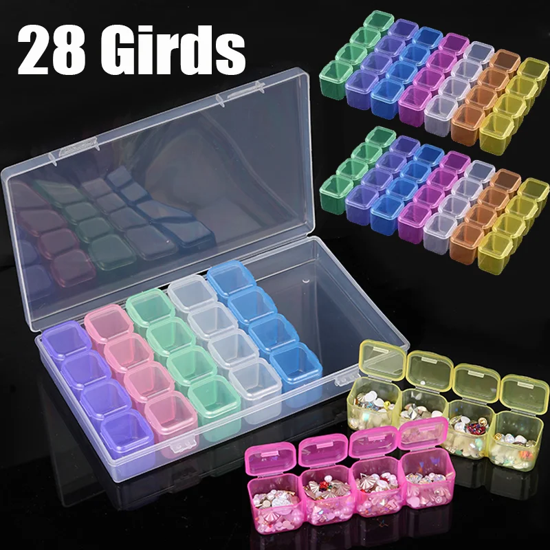 28 Grids DIY Diamond Painting Drill Box Jewelry Box Rhinestone Embroidery Crystal Organizer Adjustable Storage Case Container