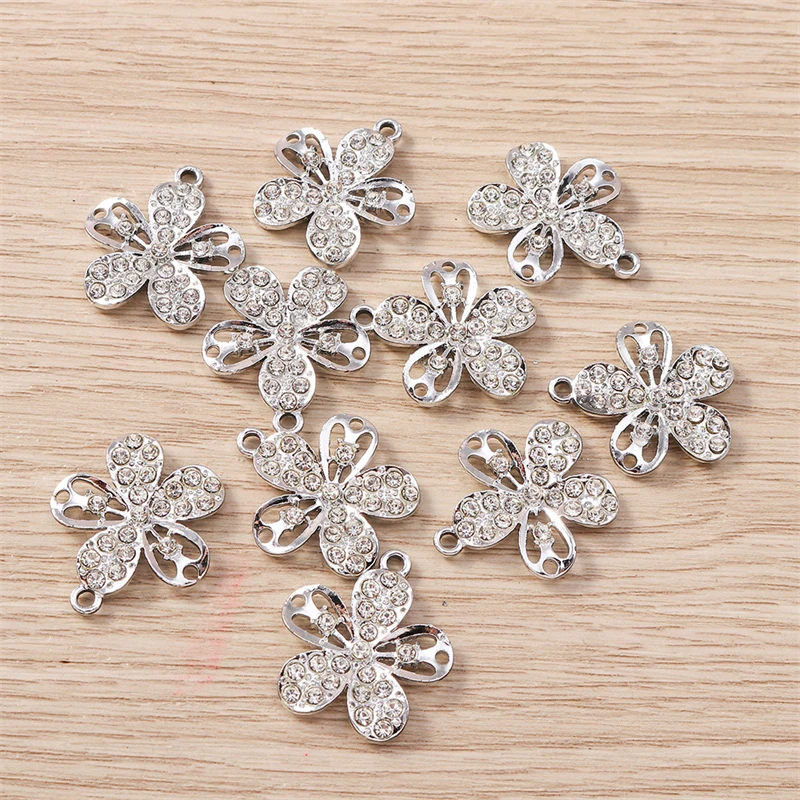 10 Stück 21x23mm Zarte Kristallblumen-Anhänger für die Herstellung von Ohrringen, Halsketten, Armbändern, DIY-Bastelarbeiten und Schmuckzubehör – Detail 5